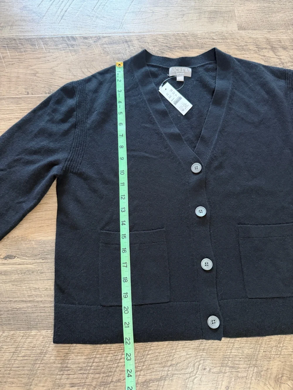 J.Crew 100% Cashmere Black V-Neck Button Cardigan Sweater Size Small
